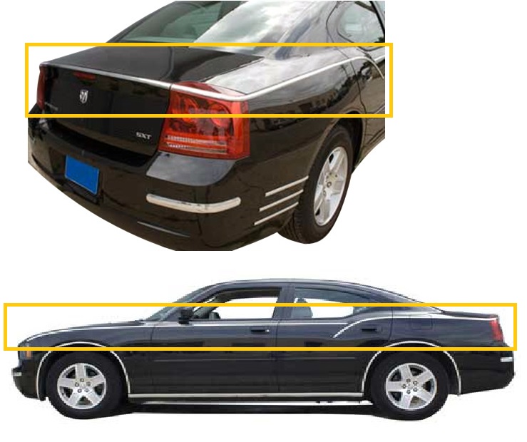 PTWoody Chrome ABS Beltline Molding Kit 06-10 Dodge Charger PTWoody Chrome ABS Beltline Molding Kit 06-10 Dodge Charger